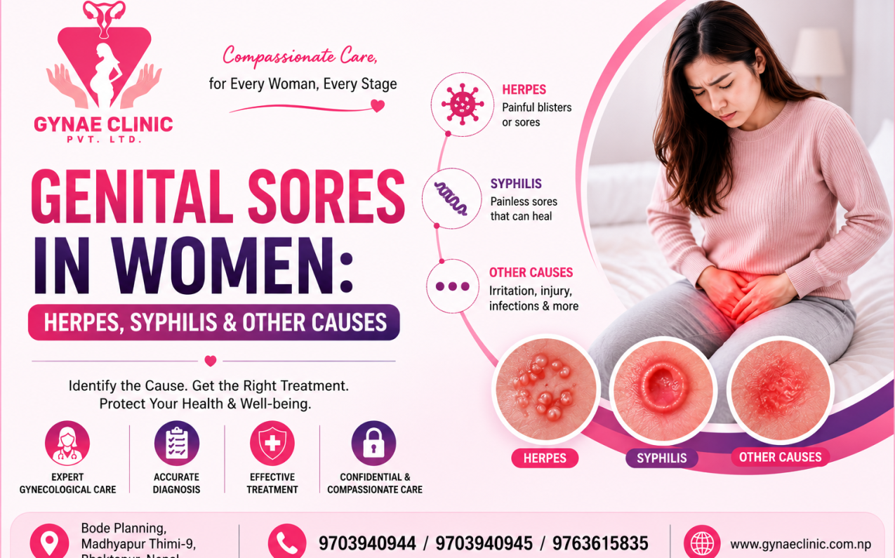 Genital sores in women evaluation for herpes syphilis and other causes at Gynae Clinic Bhaktapur