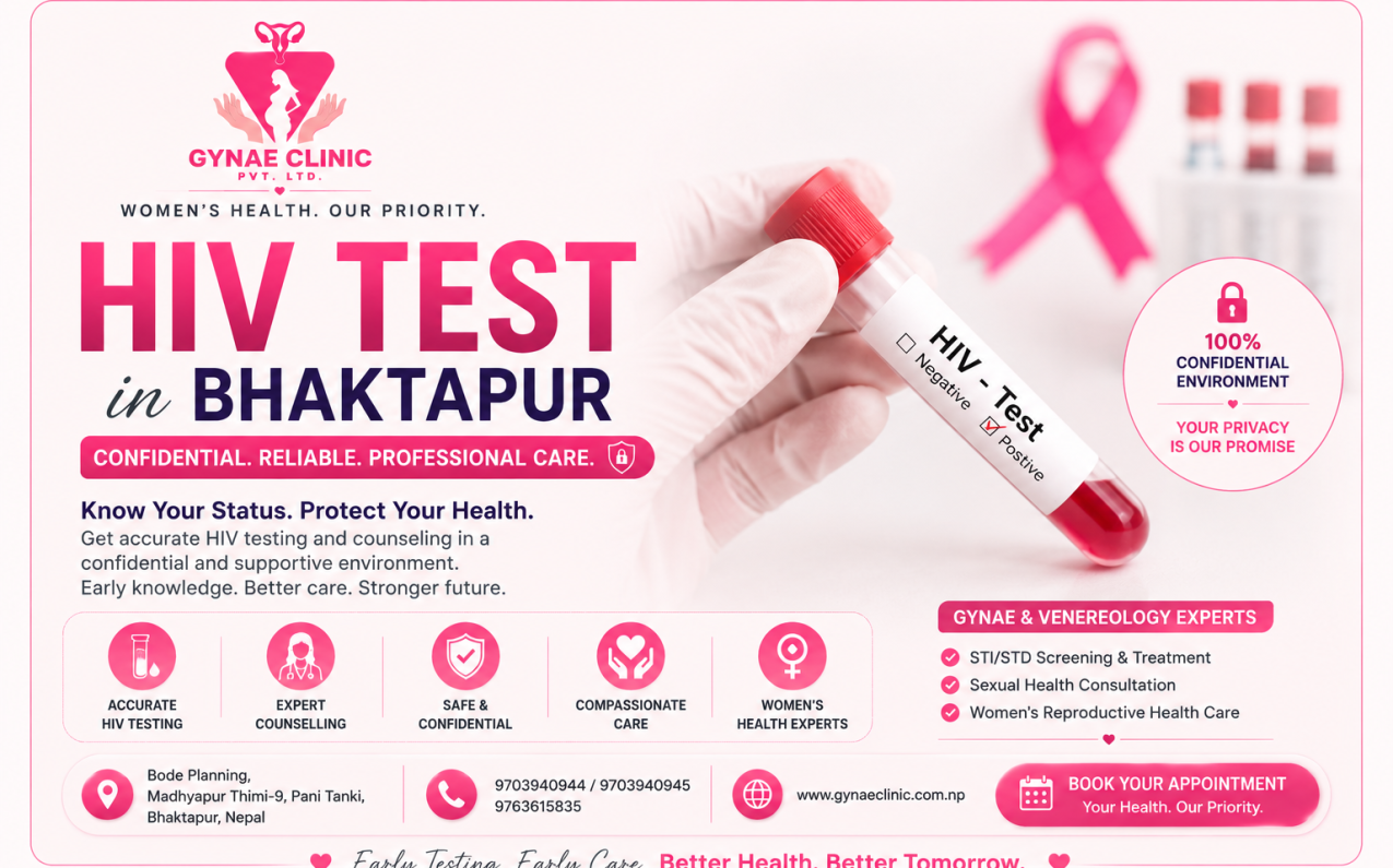 Confidential HIV testing and sexual health consultation at Gynae Clinic in Bhaktapur