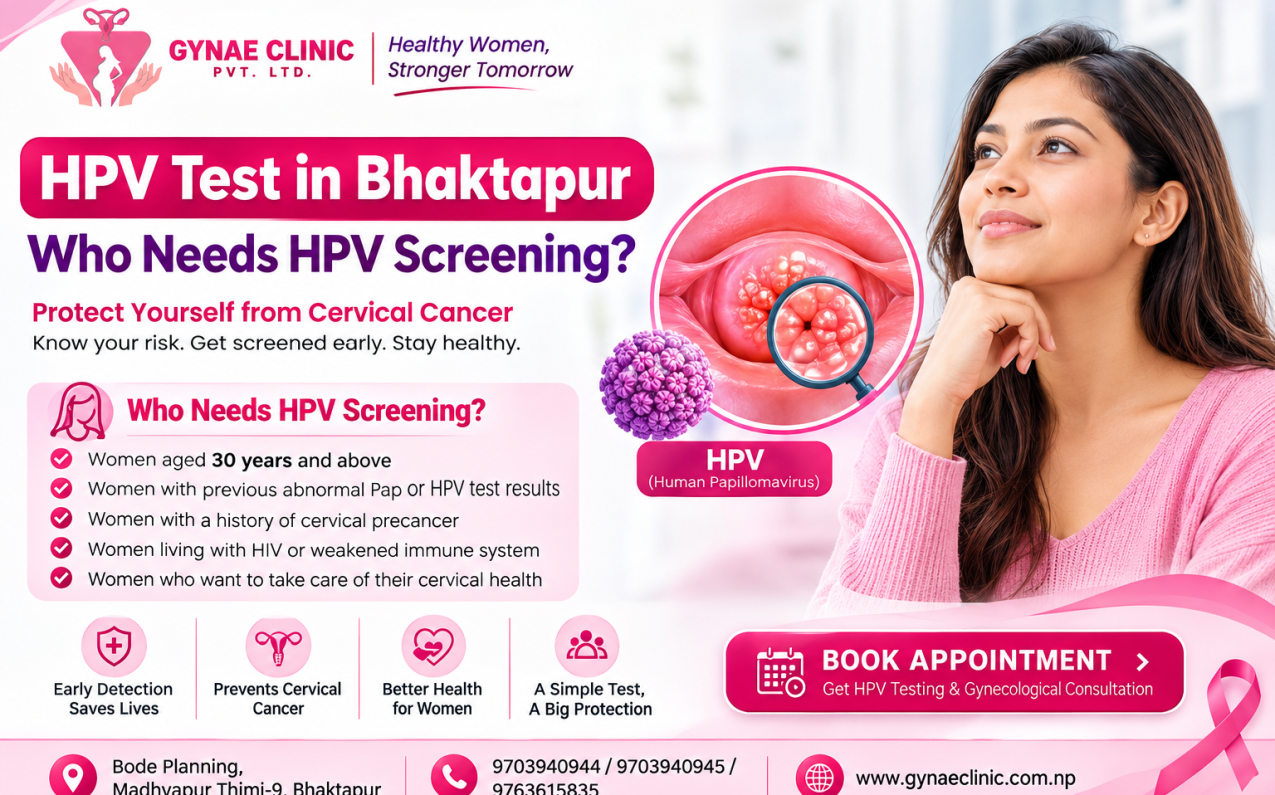 HPV test in Bhaktapur and cervical cancer screening information for women at Gynae Clinic Pvt. Ltd.