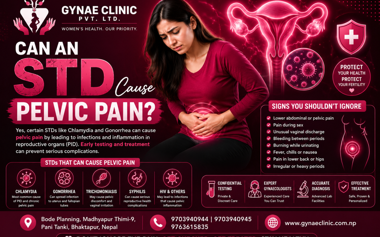 Can an STD cause pelvic pain? STI symptoms, PID awareness and gynecological care at Gynae Clinic Bhaktapur