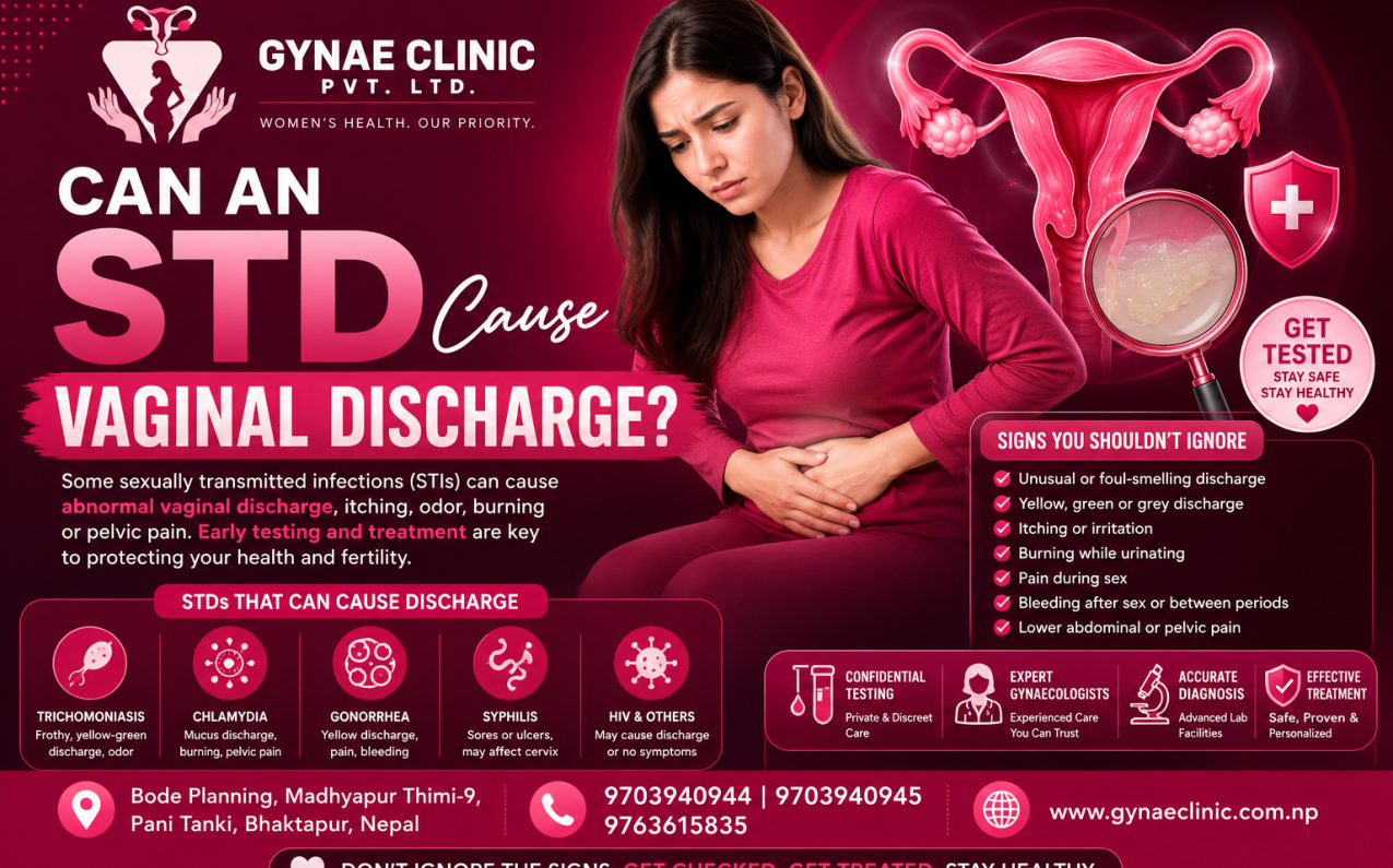 Can an STD cause vaginal discharge? STI symptoms and testing at Gynae Clinic Bhaktapur