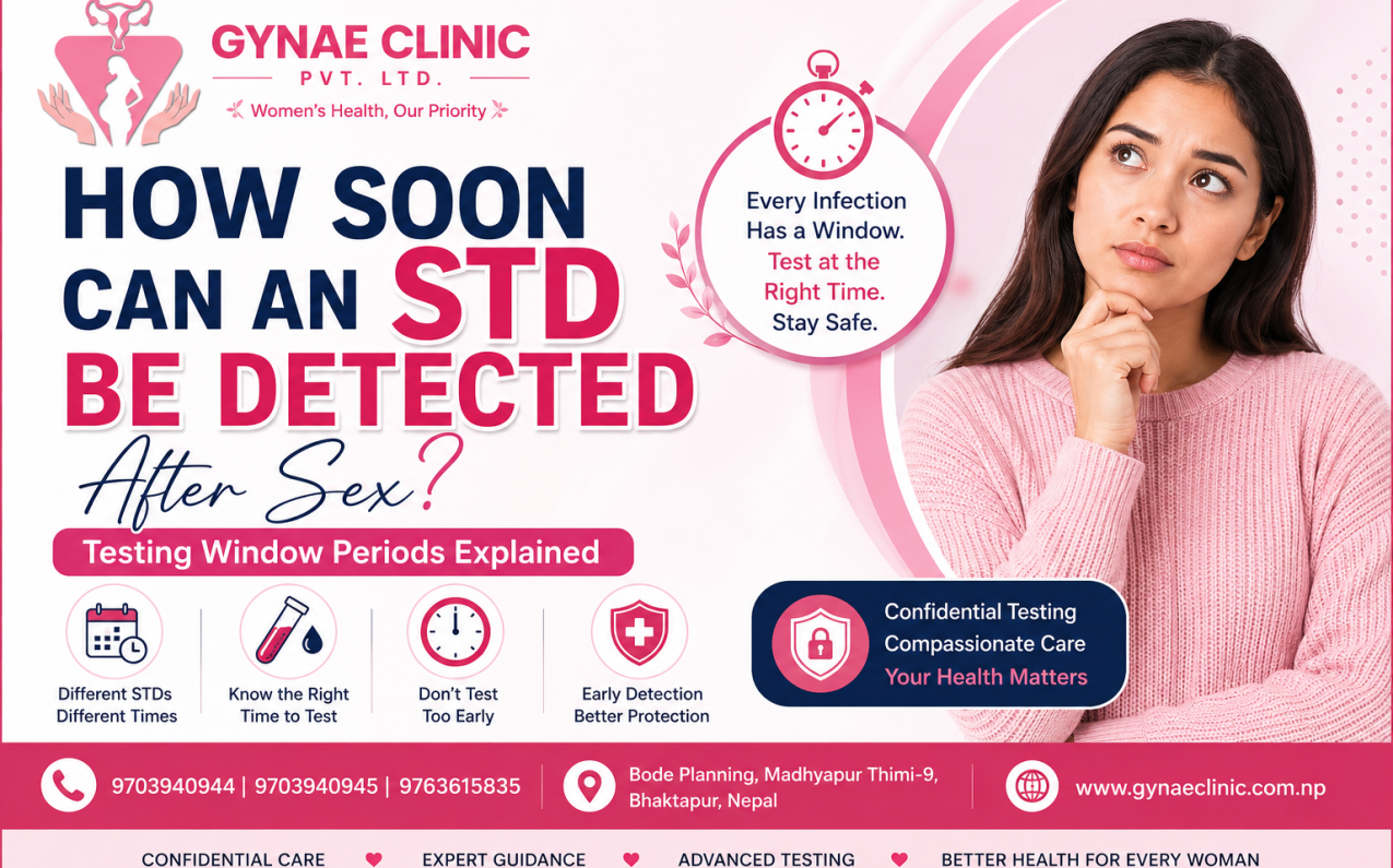 STD testing after sex and STI detection window period at Gynae Clinic Bhaktapur