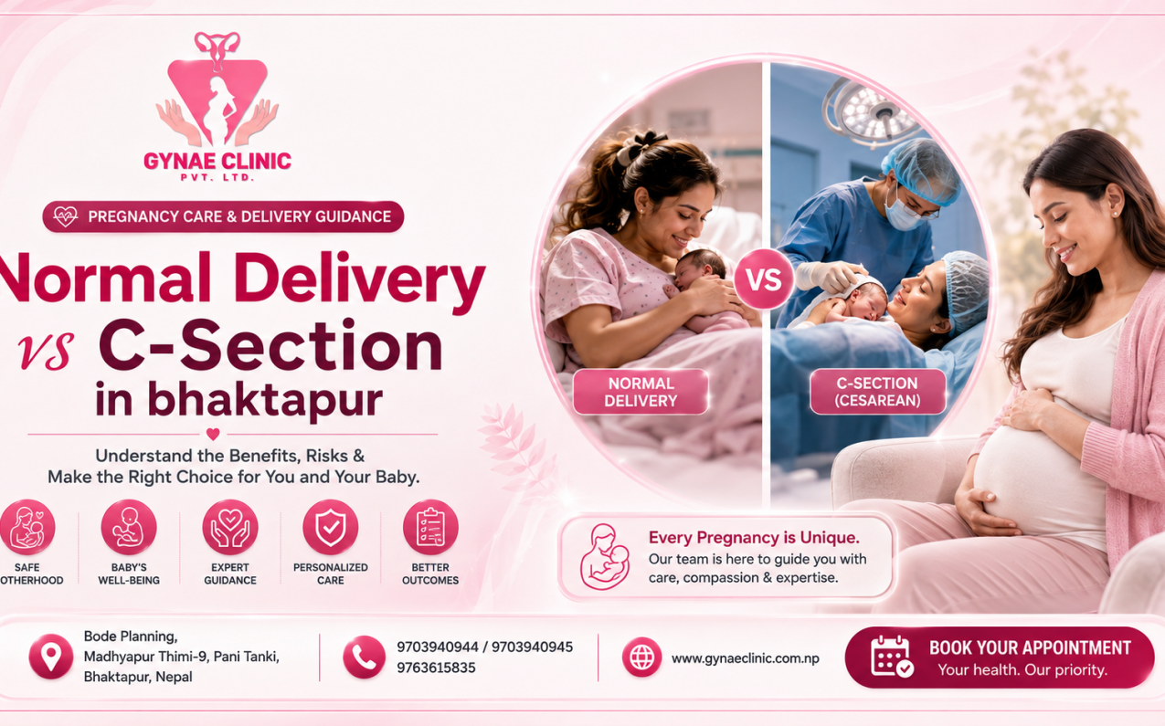 Pregnancy counselling about normal delivery and C-section at Gynae Clinic in Bhaktapur