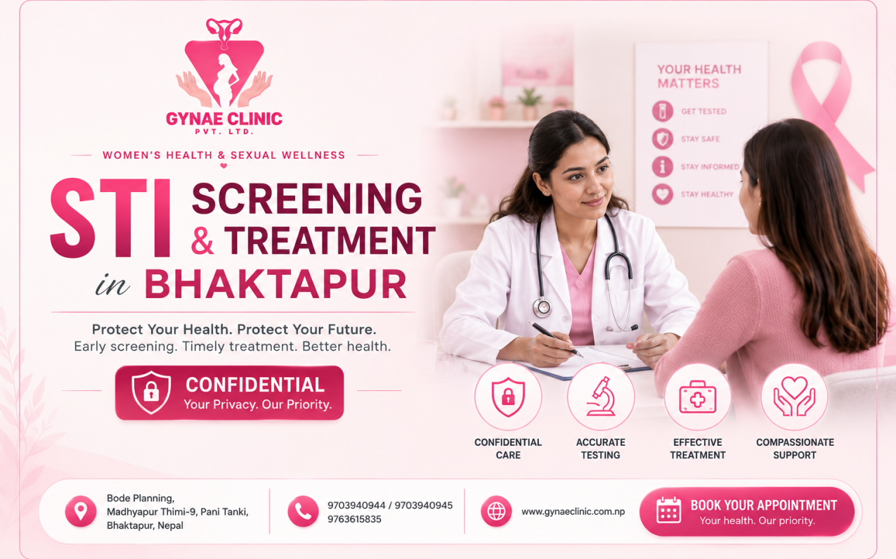 Confidential STI screening and sexual health consultation at Gynae Clinic in Bhaktapur