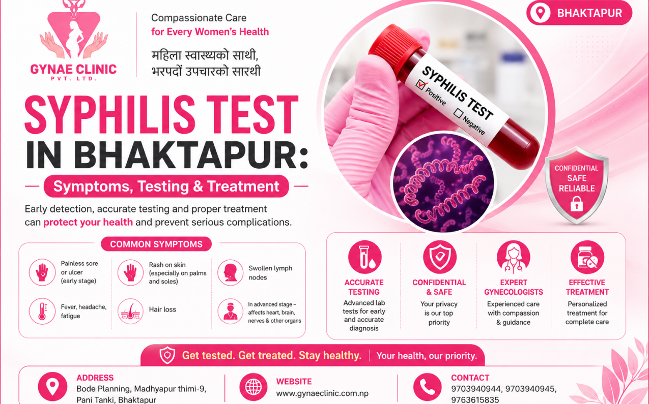 Syphilis test in Bhaktapur for symptoms, blood testing and treatment at Gynae Clinic